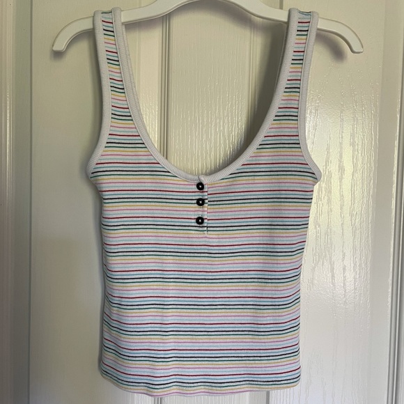 NWOT White Striped Tank - Picture 2 of 6